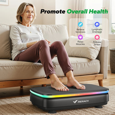 MERACH Vibration Plate Exercise Machine with Light Whole Body Workout Power Vibrate Platform Vibration Plate Lymphatic Drainage - Smarsty