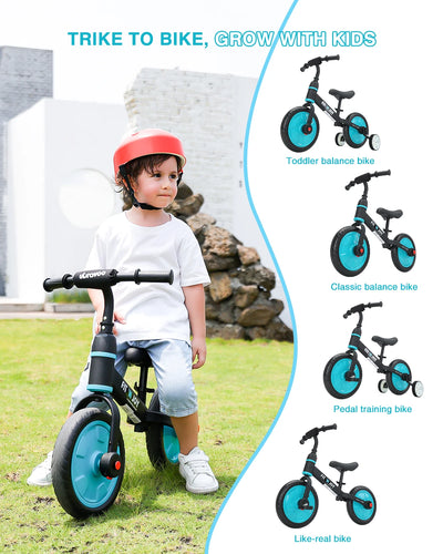 UBRAVOO Fit 'n Joy Beginner Toddler Training Bicycle for Boys Girls 2-4, 4-in-1 Kids Balance Bike with Pedals & Training Wheels - Smarsty