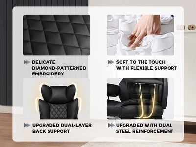 Big and Tall Gaming Chair with Pocket Spring Lumbar Support, Ergonomic Office Chair with Footrest