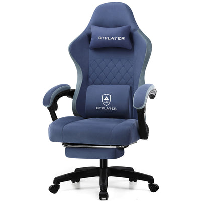 Gaming Chair with Pocket Spring Cushion, Linkage Armrests & Footrest, Ergonomic Office Chair with Lumbar Support - Smarsty