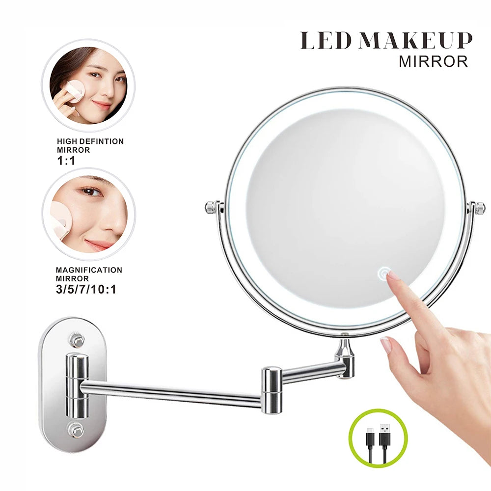 8 Inch Chrome Makeup Mirror with Dual Magnification - Smarsty