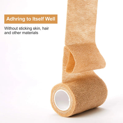 10 Rolls Medical Adhesive Bandage Elastic Breathable Sports Self Adhesive Tape Beige Wrap Finger Tape For Wrist Ankle First Aid - Smarsty