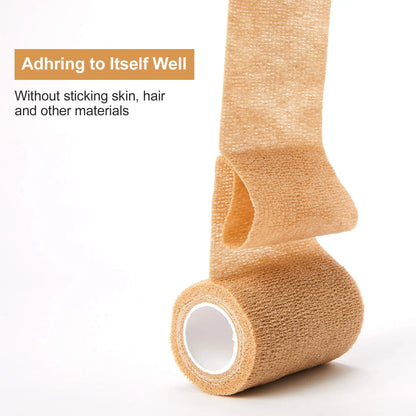 10 Rolls Medical Adhesive Bandage Elastic Breathable Sports Self Adhesive Tape Beige Wrap Finger Tape For Wrist Ankle First Aid