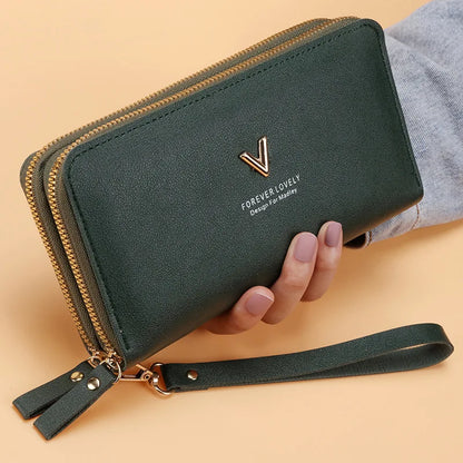 Long Women's Wallet Female Purses Tassel Coin Purse Card Holder Wallets Double Zipper Pu Leather Clutch Luxury Money Phone Bag - Smarsty
