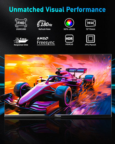 FYHXele 24Inch 180Hz Gaming Monitor 1K FHD Computer Display 1ms Response Time Eye Care Screen LCD Support HDR G-Sync VESA - Smarsty