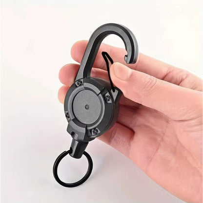 1/2 Piece Retractable Keychain in Black, Durable Design, Secure Closure, Suitable for Identification Documents, ID Cards, Keys