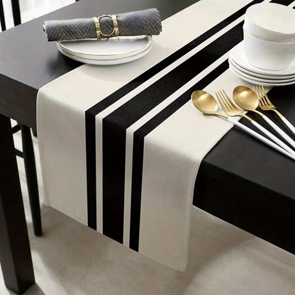 Geometric Stripe Linen Table Runner for Modern Home Decor - Smarsty