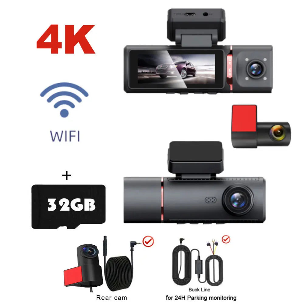 4K Car Dash Cam Featuring GPS And Three Lenses Elite - Smarsty