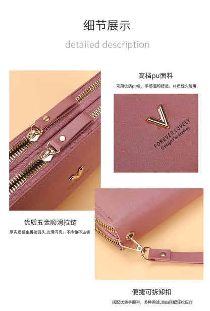 Long Women's Wallet Female Purses Tassel Coin Purse Card Holder Wallets Double Zipper Pu Leather Clutch Luxury Money Phone Bag - Smarsty