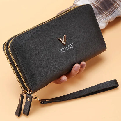 Long Women's Wallet Female Purses Tassel Coin Purse Card Holder Wallets Double Zipper Pu Leather Clutch Luxury Money Phone Bag - Smarsty