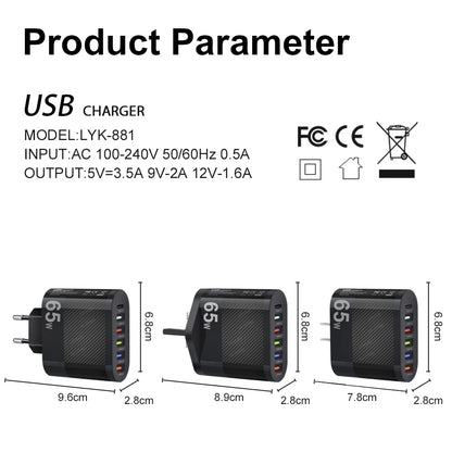 65W USB Charger Includes Six Ports Ultra Fast Type C - Smarsty