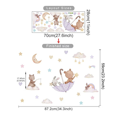 Cartoon Hot Air Balloon Animal Wall Stickers for Nursery - Smarsty