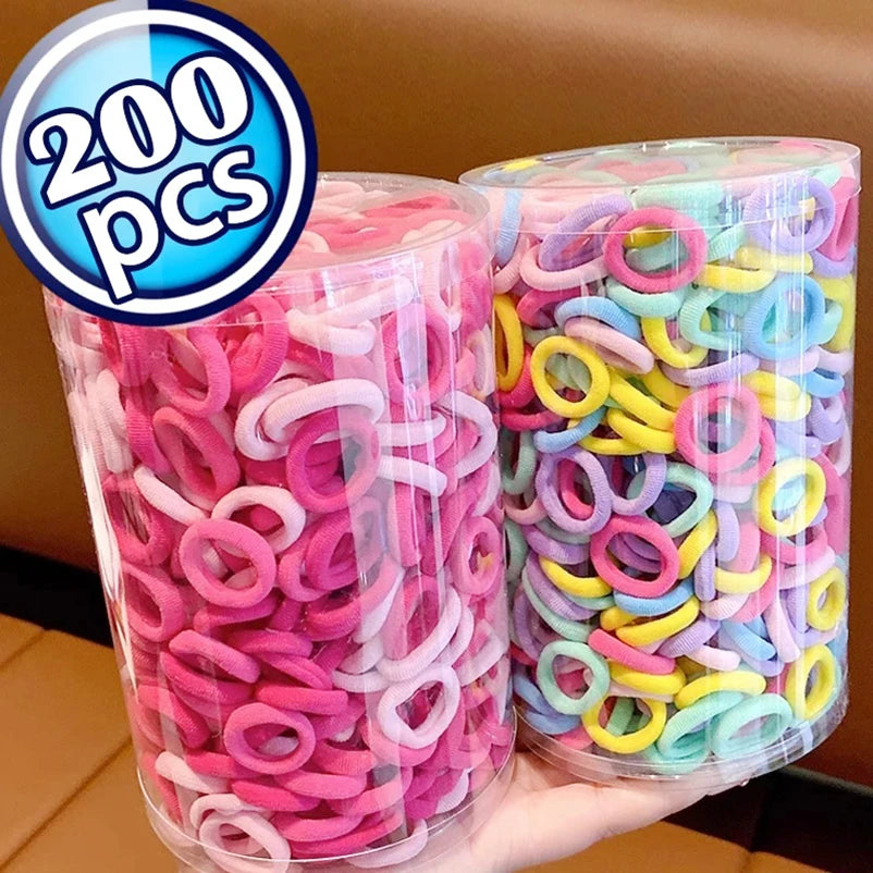 Colorful Nylon Elastic Hair Ties 100 Pack Gentle No Damage - Smarsty