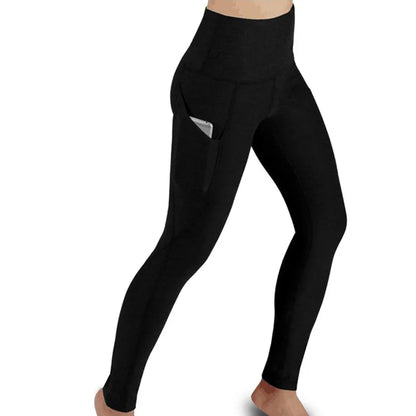 High Waist Elastic Workout Women Yoga Leggings Tummy Control Ruched Booty With Pocket Pants Seamless Gym Compression Tights - Smarsty