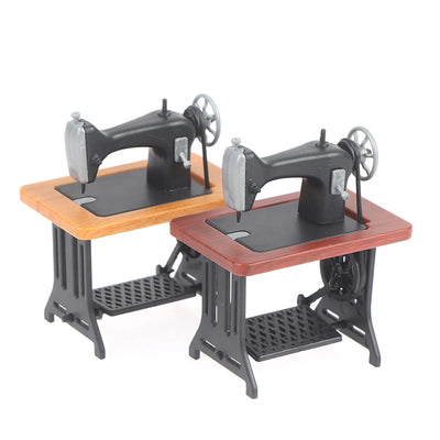 Dollhouse Decor Miniature Furniture Wooden Sewing Machine with Thread Scissors Accessories for Dolls House Kids Toys for Girls by Smarsty