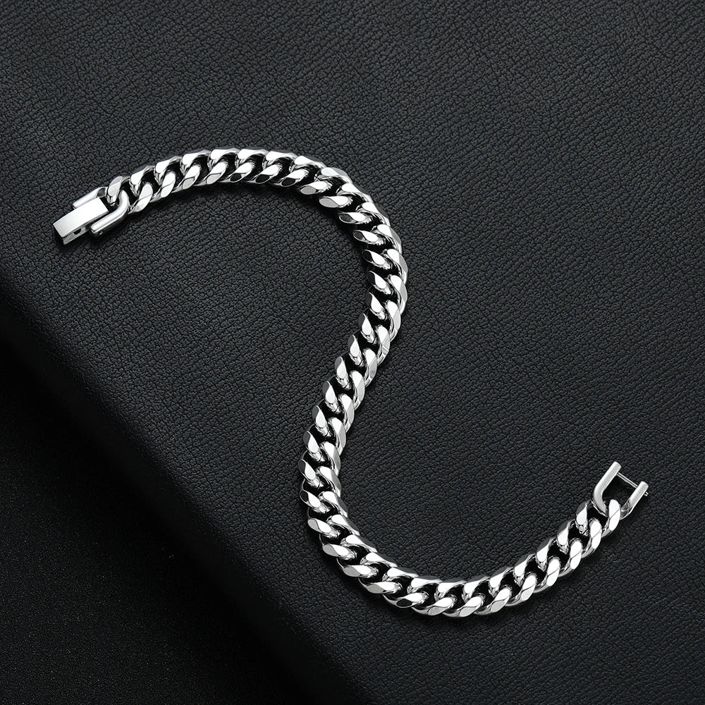 8MM Titanium Steel Cuban Chain Bracelet for Men - Smarsty