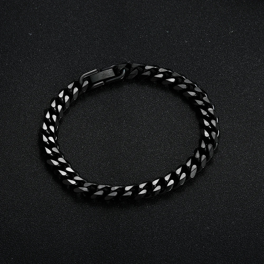 8MM Titanium Steel Cuban Chain Bracelet for Men - Smarsty