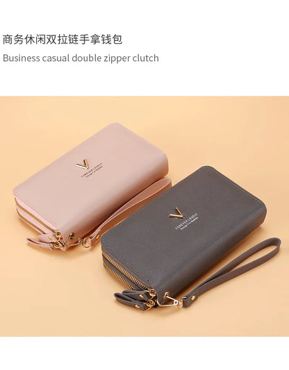 Long Women's Wallet Female Purses Tassel Coin Purse Card Holder Wallets Double Zipper Pu Leather Clutch Luxury Money Phone Bag - Smarsty