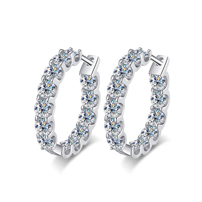 Moissanite Hoop Earrings 2.6Ct D Color Sterling Silver - Smarsty