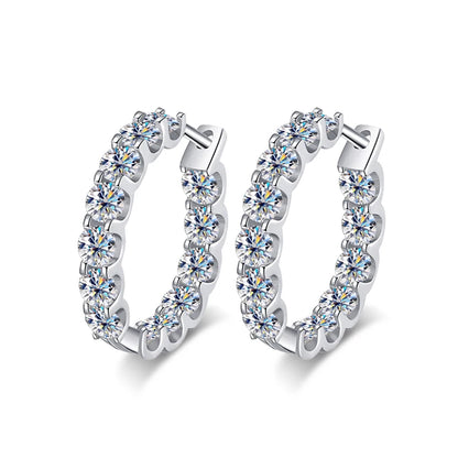 Moissanite Hoop Earrings 2.6Ct D Color Sterling Silver - Smarsty