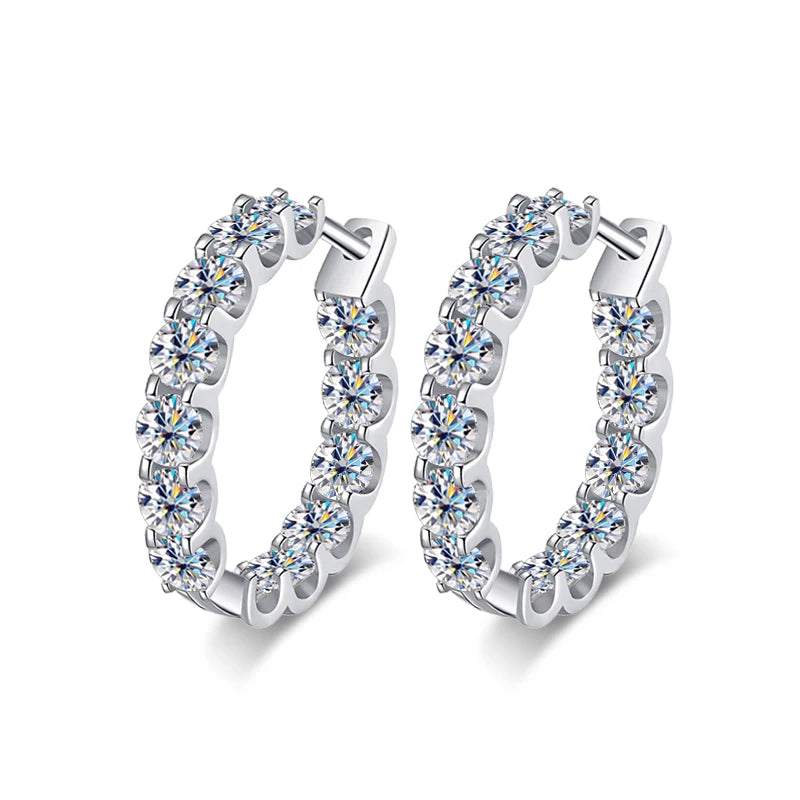 Moissanite Hoop Earrings 2.6Ct D Color Sterling Silver - Smarsty
