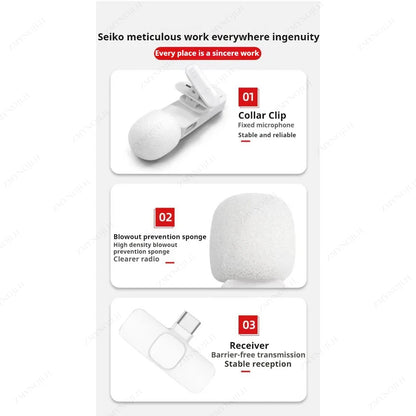 Wireless Lavalier Microphone for iPhone Android Audio Recording - Smarsty