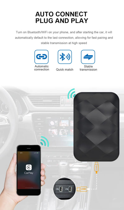 3IN1 Android14 Wireless Carplay Android Auto 2025 NewAdapter Upgrade Plug&Play For Youtube Netflix Dongle Wireless Car AI TV BOX - Smarsty