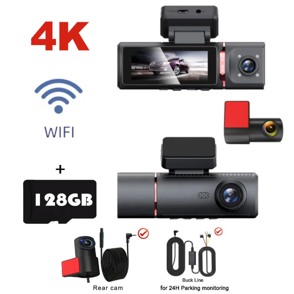 4K Car Dash Cam Featuring GPS And Three Lenses Elite - Smarsty