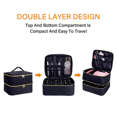 Nail Polish Organizer Double Layer Cosmetic Organizer Bag - Smarsty