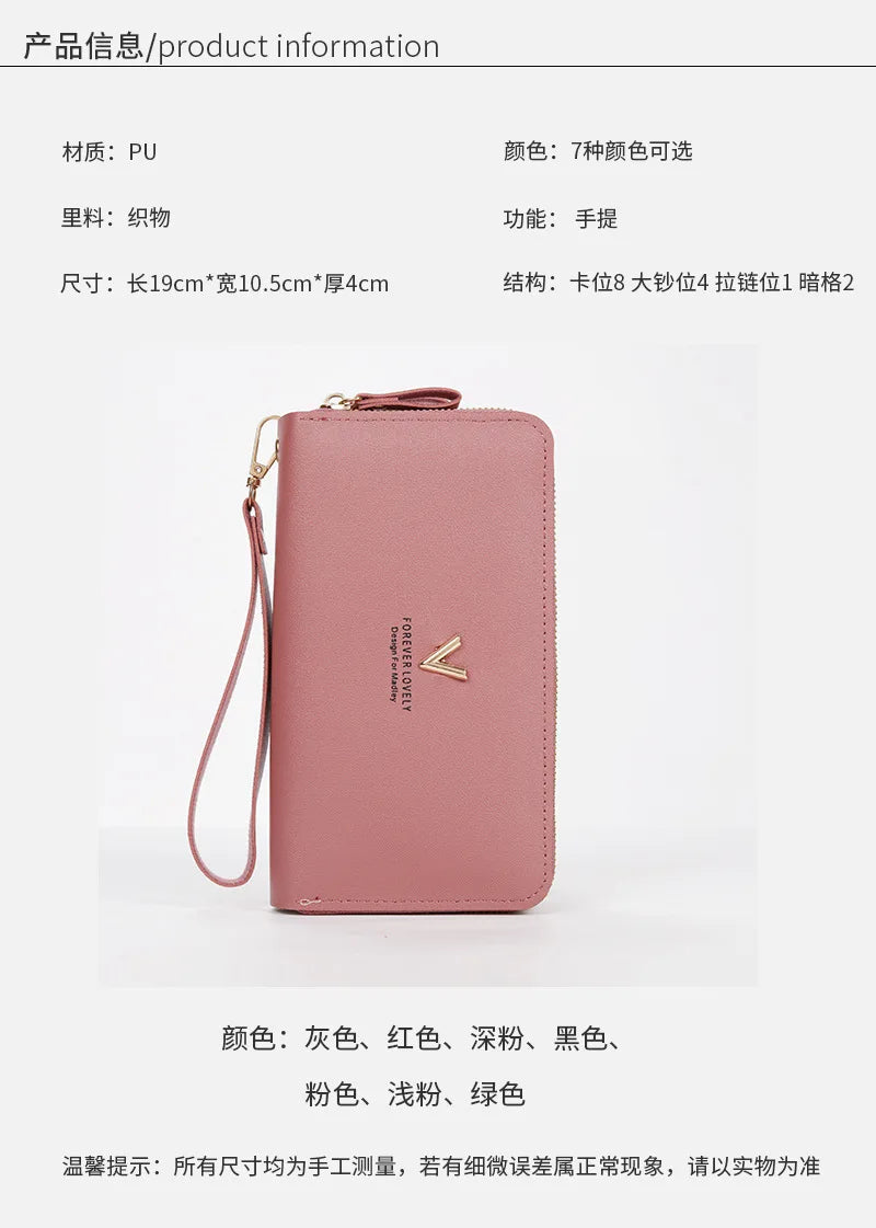 Long Women's Wallet Female Purses Tassel Coin Purse Card Holder Wallets Double Zipper Pu Leather Clutch Luxury Money Phone Bag - Smarsty