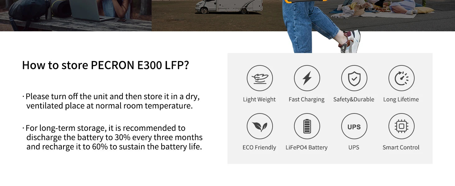 Pecron E300LFP Portable Power Station 600W 288Wh LiFePO4 Battery Solar Generator Power Bank Fast Charging for Home , RV, Camping by Smarsty