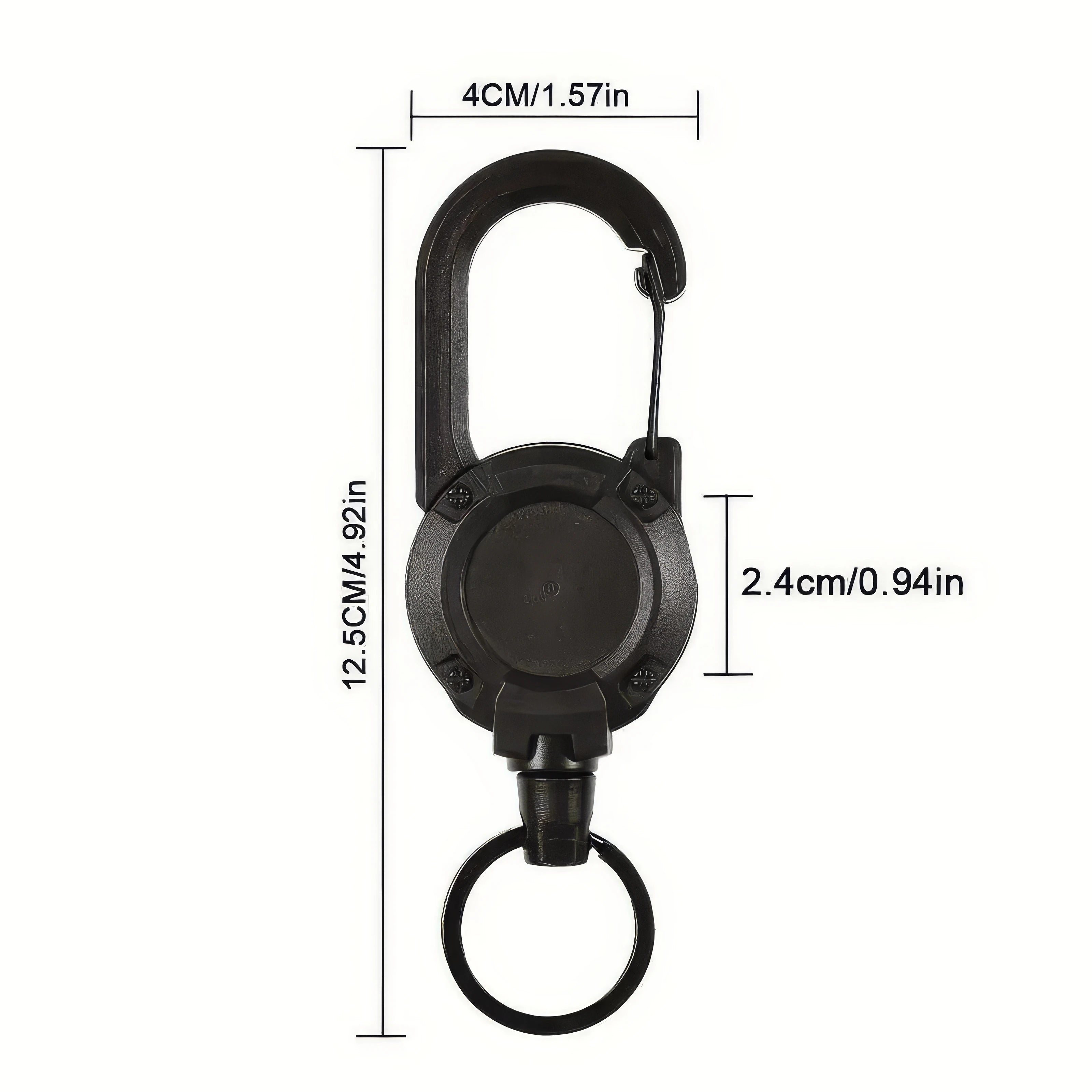 1/2 Piece Retractable Keychain in Black, Durable Design, Secure Closure, Suitable for Identification Documents, ID Cards, Keys