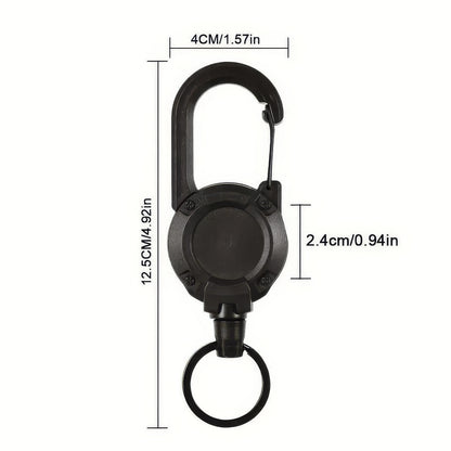 1/2 Piece Retractable Keychain in Black, Durable Design, Secure Closure, Suitable for Identification Documents, ID Cards, Keys