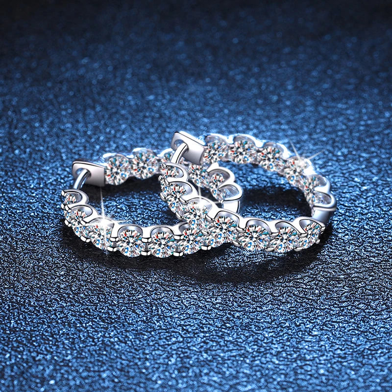 Moissanite Hoop Earrings 2.6Ct D Color Sterling Silver - Smarsty