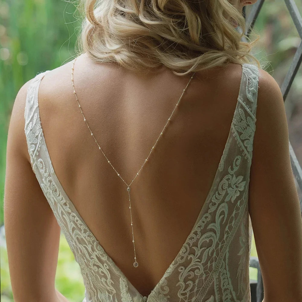Elegant Pearl Back Chain Jewelry for Brides - Smarsty