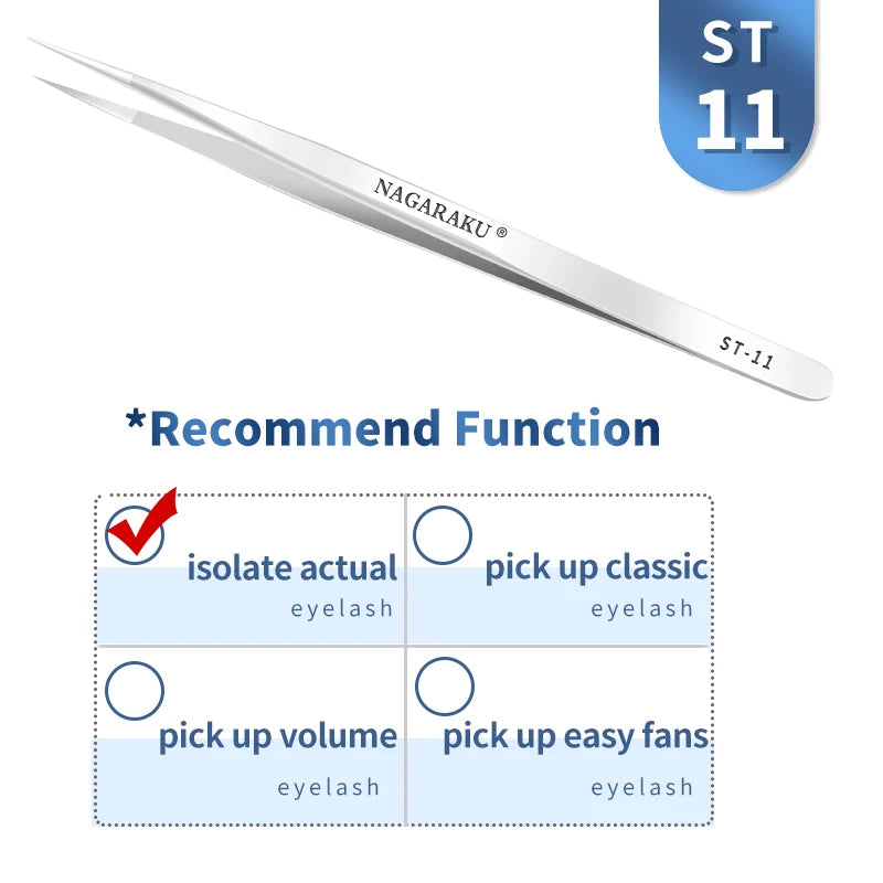 NAGARAKU Stainless Steel Eyelash Extension Tweezers Precision Grip - Smarsty