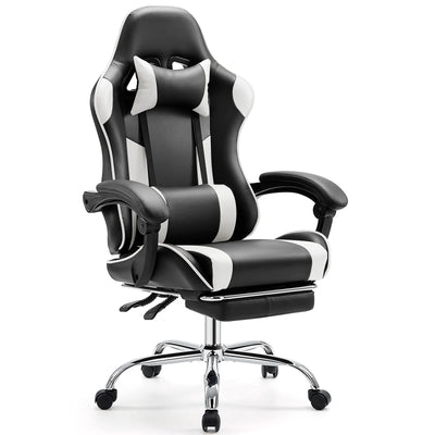 Ergonomic Racing Gaming Chair Adjustable Swivel PU Leather with Headrest and Lumbar Support For Office Computer Living Room
