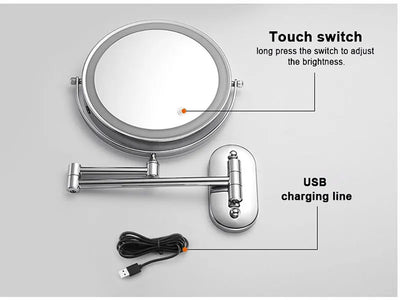 8 Inch Chrome Makeup Mirror with Dual Magnification - Smarsty