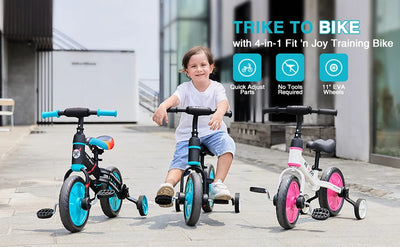 UBRAVOO Fit 'n Joy Beginner Toddler Training Bicycle for Boys Girls 2-4, 4-in-1 Kids Balance Bike with Pedals & Training Wheels - Smarsty