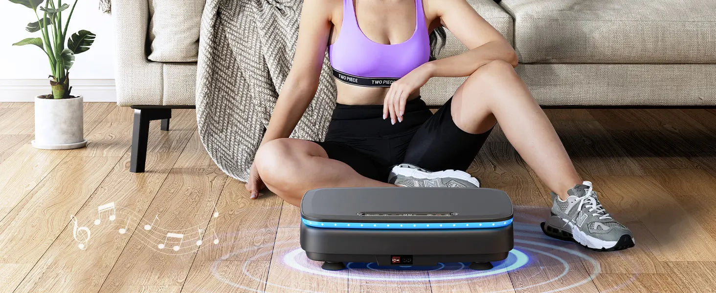 MERACH Vibration Plate Exercise Machine with Light Whole Body Workout Power Vibrate Platform Vibration Plate Lymphatic Drainage - Smarsty