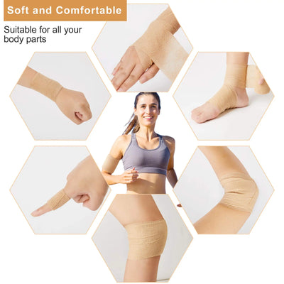10 Rolls Medical Adhesive Bandage Elastic Breathable Sports Self Adhesive Tape Beige Wrap Finger Tape For Wrist Ankle First Aid - Smarsty