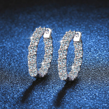 Moissanite Hoop Earrings 2.6Ct D Color Sterling Silver - Smarsty