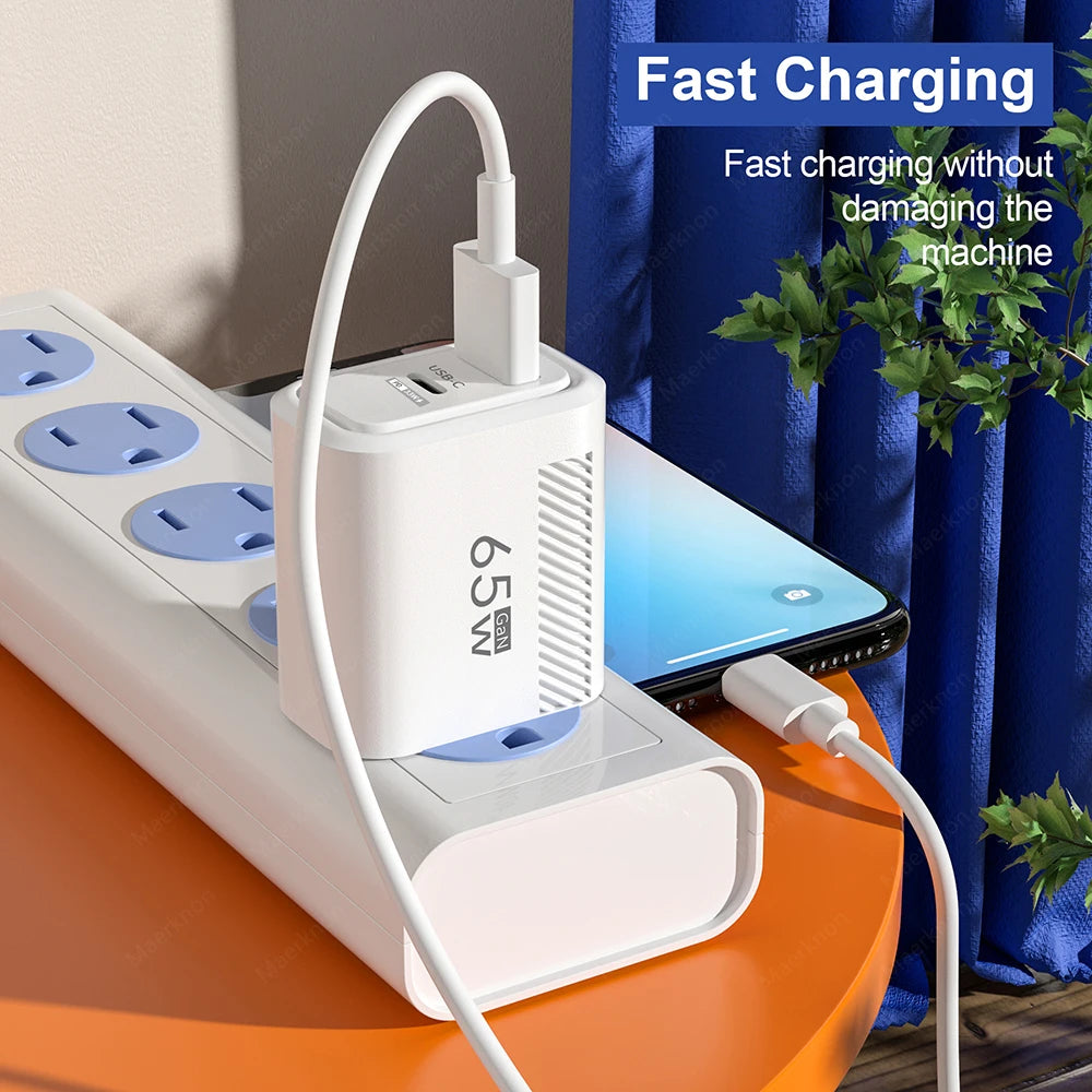 GaN USB C Charger 65W FastCharge EuropeanUnion US Plug - Smarsty