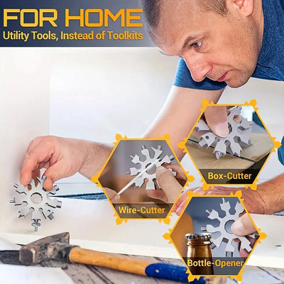 1/2 Snowflake Multi Functional Tool Silver, Durable Structure, Multi Functional Small Tool, Suitable for Camping and Home Use