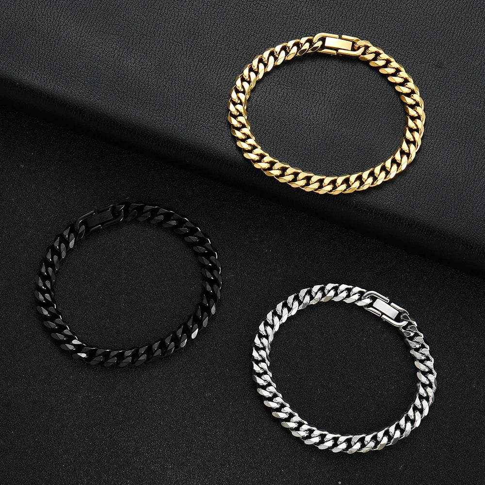 8MM Titanium Steel Cuban Chain Bracelet for Men - Smarsty