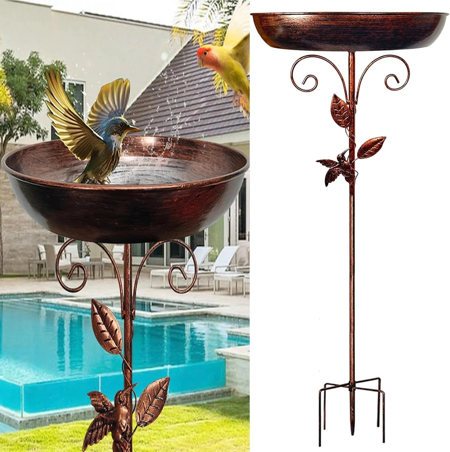 Sturdy Iron Outdoor Bird Bath for Garden Decor - Smarsty