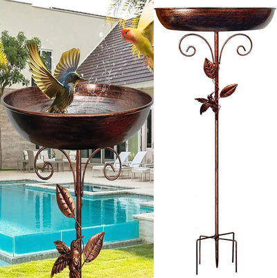 Sturdy Iron Outdoor Bird Bath for Garden Decor - Smarsty