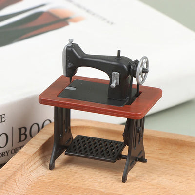 Dollhouse Decor Miniature Furniture Wooden Sewing Machine with Thread Scissors Accessories for Dolls House Kids Toys for Girls by Smarsty