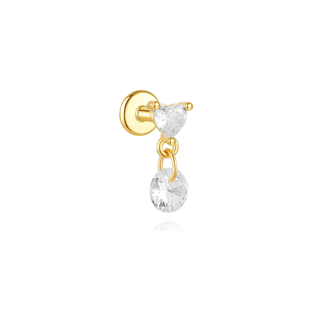 Sterling Silver Heart Zircon Stud Earrings Elegant Gift - Smarsty
