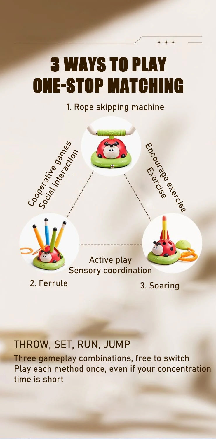 Upgrade Ladybug sporting toys Baseball 2/3/4/5-In-1 Sports Skipping Rope Machine Ferrule Jumping Toy Children Outdoor Play Games